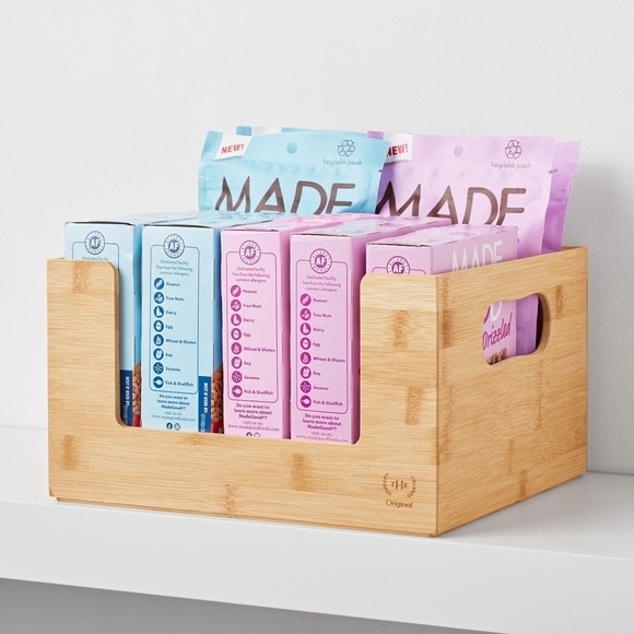 The Home Edit Bamboo Open Front Small Storage and Organizing Bins 2 pack Netflix - Picture 5 of 7